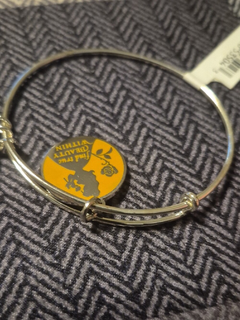 Disney Silver Bangle Bracelet with Yellow Princess Silhouette Charm - Picture 6 of 6
